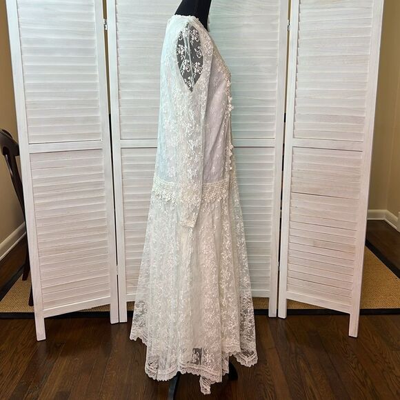 Jessica McClintock Bridal Vintage Drop Waist Victorian Lace Dress 11/12 - Picture 7 of 12